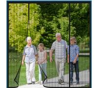 Alwayswhy Magnetic Fly Screen Door, Fly Curtains, Anti Mosquito Polyester Mesh Screen Door with Full Frame Magic Tape and Powerful Magnets for Keep Insects Out,Black Stripes-1:2:1 Ratio, Custom Size
