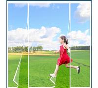 Alwayswhy Magnetic Fly Screen Door, Fly Curtains, Anti Mosquito Polyester Mesh Screen Door with Full Frame Magic Tape and Powerful Magnets for Keep Insects Out, Pure White, 120(30/60/30) x190cm