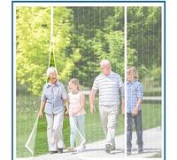 Alwayswhy Magnetic Fly Screen Door, Fly Curtains, Anti Mosquito Polyester Mesh Screen Door with Full Frame Magic Tape and Powerful Magnets for Keep Insects Out, White Stripes, 120(30/60/30) x200cm