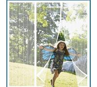 Alwayswhy Magnetic Fly Screen Door, Fly Curtains, Anti Mosquito Polyester Mesh Screen Door with Full Frame Magic Tape and Powerful Magnets for Keep Insects Out,White Stripes-1:1:1 Ratio, Custom Size
