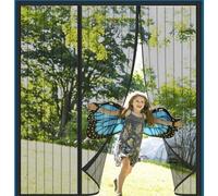 Alwayswhy Magnetic Fly Screen Door, Fly Curtains, Anti Mosquito Polyester Mesh Screen Door with Full Frame Magic Tape and Powerful Magnets for Keep Insects Out,Black Stripes-1:1:1 Ratio, Custom Size