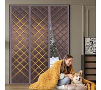 Alwayswhy Thermal Insulated Door Curtain, Thermal Door Curtain for Winter, Closed by Magnets for Home Office and Store, Brown, 250x200cm