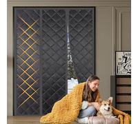 Alwayswhy Thermal Insulated Door Curtain, Thermal Door Curtain for Winter, Closed by Magnets for Home Office and Store, Black, 200x270cm