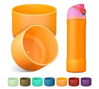 Alwenid 2PCS Silicone Water Bottle Boot for Owala 24 Oz, Anti-Slip Protective Sleeve Bottom Bumper Protector for FreeSip, Twist, and Flip Stainless Steel Water Bottles (Orange)