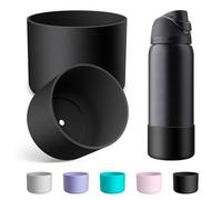 Alwenid 2PCS Silicone Water Bottle Boot for Owala 40 Oz, Anti-Slip Protective Sleeve Bottom Bumper Protector for FreeSip, Twist, and Flip Stainless Steel Water Bottles (Black)