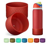 Alwenid 2PCS Silicone Water Bottle Boot for Owala 40 Oz, Anti-Slip Protective Sleeve Bottom Bumper Protector for FreeSip, Twist, and Flip Stainless Steel Water Bottles (Dark Red)