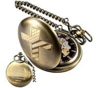 Alwesam Bible Verse Pocket Watch Vintage Mechanical Pocket Watches Cross American Flag Pattern with Chain Christmas Graduation Birthday Gifts Father's Day, PJX1101-bronze, gift