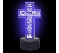 ALWIDA Light Up Cross, Jesus LED Light, USB Table Desk Lamp with 7 Colors Gradual Changing, 2D Acrylic Cross Night Light, Creative Home Decorations Illusion for Bedroom, Study Room