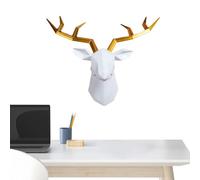 ALWIDA Stag Head Wall Mount, Three-dimensional Wall Mounted Deer Head, Faux Stag Head With Large Head Sculpture, Wall Art Hanging Sculptures For Home White,Black, Yellow