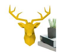 ALWIDA Stag Head Wall Mount, Three-dimensional Wall Mounted Deer Head, Faux Stag Head With Large Head Sculpture, Wall Art Hanging Sculptures For Home White,Black, Yellow