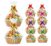 Alwodici 10 Pcs Large Cellophane Bags 35x23in Hamper Wrapping Cellophane With Bow Clear Plastic Cellophane Wrap Bags For Hampers Gift Wrap Bags For Anniversary Celebrations Holiday Birthday Christmas