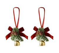 Alwodici 2 Pcs Christmas Bow Bell Pendant Pinecone Bell Red Decoration Velvet Bow Decoration For Hanging On Christmas Trees, Door Handles, Christmas Decorations