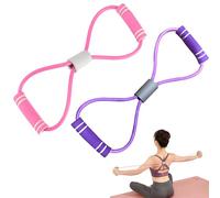 Alwodici 2 Pcs Resistance Bands With Handle 8-Shaped Stretching Bands Latex Shoulder And Neck Home Stretch Band Elastic Rope Back Pink And Purple Stretch Bands For Exercise Exercise And Fitness Tool