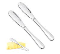 Alwodici 2Pcs Butter Knife Spreader 3 In 1 Stainless Steel Butter Knife With Holes 22cm Cheese Cutter & Curler Silver Kitchen Gadgets For Spread With Jam Butter Cheese Easy Cut Butter Bread