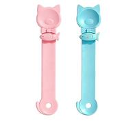 Alwodici 2Pcs Cat Treat Squeeze Spoon Cute Cat Treat Dispenser Multi-Function Pet Treat Spoons Cat Strip Feeder Spoon For Squeezing Puree And Liquid Snack Blue Pink Lickable Cat Food Spoon