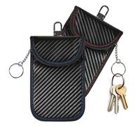 Alwodici 2Pcs Faraday Pouch For Car Keys Anti-Theft Car Key Signal Blocker Rfid Car Keys Protection Pouch Keyless Entry Car Key Bags With Key Rings For Car Security