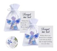 Alwodici 2Pcs Forget Me Not Angel Forget Me Not Gifts With Floral Patterns And Memorial Card 5x7cm Pocket Hug Angel Meaningful Guardian Angel Bereavement Gift Keepsake Gifts For Grieving Friend Family