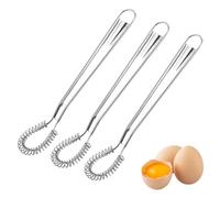 Alwodici 3 Pcs Stainless Steel Whisk Mini Spring Manual Egg Beater Small Hand Whisk Kitchen Baking Tools for Eggs, Cream, Chocolate, Honey, Milk, Flour, Cream