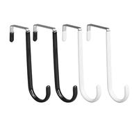 Alwodici 4pcs Over Door Hooks Black & White Over Door Hanger 3.7cm Dipping Plastic Metal Hanger Hooks Prevent Surface Scratching Heavy Duty Doors Hook for Doors Bedroom Bathroom Wardrobe Cupboard