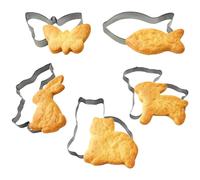 Alwodici 5 Pcs Animals Cookie Cutters Stainless Steel Biscuit Cutting Cutters Cats Dogs Rabbits Butterflies Fish Shapes Kids Sandwich Cutter for Cute Animal Shaped Cookies Cakes Biscuits DIY Baking
