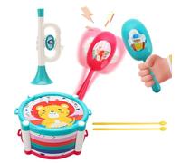 Alwodici 6pcs Baby Musical Instruments Drum Sand Hammer Horn Toy Set Early Education Percussion Instrument Promote Hand Eye Coordination Sensory Development Suitable For 123 Years Old Boys Girls Kids