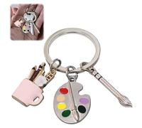 Alwodici Artist Painter Keychain Painter Themed Key Ring With Paint Palette Paintbrush Art Pen Holder Pendants Funny Colorful Metal Keyring Gift For Artists Painters Art Lover Art Teachers Students