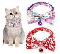 Alwodici Cat Collar 2 Pcs Cat Collars With Bell Quick Release Adjustable Bow Cat Collar Cute and Elegant,Suitable for Female Cats Lightweight and Comfortable Without Strangling The Neck (Classic)