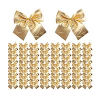 Alwodici Christmas Bows 120pcs Mini Christmas Tree Bow Golden Christmas Tree Decoration For Diy Decoration Of Christmas Wreaths, Christmas Trees Packaging