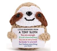 Alwodici Emotional Support Sloth Doll Gift Positive Crochet Animals Mini Sloth Affirmation Gifts For Women Men Cute Doll Ornament With Encouragement Card For Office Room Decoration Daily Companionship