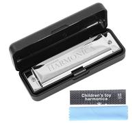 Alwodici Harmonica Silver 10 Hole 20-Tone Harmonica Key Of C Diatonic Mouth Organ With Cleaning Cloth And Case Portable Musical Instrument Gift For Beginners Adult Students Kids Music Lovers