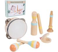 Alwodici Kids Musical Instruments 6 Pcs Wooden Musical Toy With Baby Tambourine Maracas Percussion Instruments Sets For 12345 year Old Early Development Gift Toys For Boys Girl