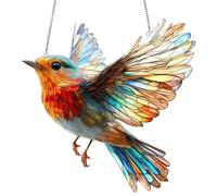 Alwodici Robin Window Sun Catcher 20x20cm Acrylic Bird Garden Suncatcher Ornament Large Stained Glass Robin Spreading Its Wings And Flying Hanging Decoration For Windows Home Garden Outdoor Or As Gift