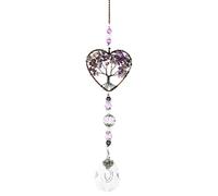 Alwodici Sun Catchers for Windows Tree Of Life Hanging Crystals for Windows Garden Hanging Ornaments Hanging Accessories Girl Home Ornament Crystal Suncatcher Crystal Gifts for Women (Purple)