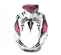 Alwoe Gwen Spider Unisex Adult Hooded Sweatshirt Cosplay Clothing White Large