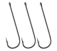 Alwonder 100 Pack Aberdeen Sea Fishing Hooks Inline Fishing Hooks Long Shank Light Wire High Carbon Steel Freshwater Tackle for Trout Bass Catfish Crappie Wacky Drop Shot #1/0