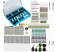 Alwonder 299pcs Carp Fishing Tackle in Box, Accessories Kit Include Hooks, Safety Clips, Line Beads, Boilie Stops, Corn, Tubing Hair Rigs and other 43+57g
