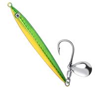Alwonder 3pcs 15g Sea Fishing Spinner Lure Colorful Laser Jigging Spoons with Single Hooks, Sea Fishing Lure Long Casting Jig for Mackerel Cod Bass Pike Color: Green Gold