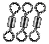 Alwonder 50pcs Rolling Swivels, Barrel Swivels Black Nickel Sea Fishing Tackles Connector Stainless Steel Terminal Tackle Accessories 43KG/Size 2
