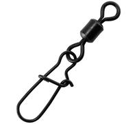 Alwonder Pack of 50 Matte Black Barrel Swivels Snaps Fishing Snaps Swivels for Spin Fishing, Snap Hangers, Pike Swivels, Pike Leader Snap Fresh, Saltwater Fishing Accessories, High Load Capacity #+0