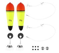 Alwonder PIKE FLOAT Complete Accessory Kit Set for Pike Fishing Include 30lb/50cm Stainless Steel Wire Rig with 2 Treble Hooks, Swivel, Stopper and 4mm Rubber Beads for Predators Double Set 30g