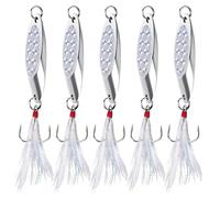 Alwonder Sea Fishing Spinners Lures Dexter Wedge Spoons Metal Jig Spoons Feather Treble Hook with Flash Foil Long Cast for Bass Cod Mackerel Boat Kayak Fishing 40g