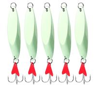 Alwonder Sea Fishing Spinners Lures Dexter Wedge Spoons Metal Jig Spoons Treble Hook with Rattle Blade Red Long Cast for Bass Cod Mackerel Boat Kayak Fishing 28g Glow in Dark