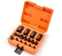 ALWORKKIT 17 PCS E-Torx Socket Set, Premium CR-V Female Star Socket E4-E24, 1/4", 3/8", 1/2" Drive, Precision Inverted Torx Socket with Storage Case for Auto, Engine, and Mechanical Repair