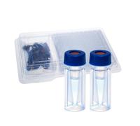 ALWSCI 0.3mL 9-425 PP Screw Vial Laboratory Autosampler Vials with Graduations. Blue 9-425 Open Top Ribbed Screw Cap with 9mm Septa Polyimide/Red Silicone 1mm Thick. Kit Packing, 100pcs/pk
