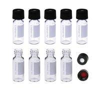 ALWSCI 100 Pcs 2mL HPLC Glass Vials, Lab Clear Autosampler Vials, 8-425 Vial with Writing Area and Graduations, Blue Screw Cap with Hole, Red PTFE&White Silicone Septa