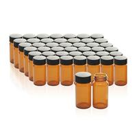 ALWSCI 100pcs Amber Glass Sample Bottles 20 mL Sample Vials 24-400 Black Closed Top PP Cap, PE Liner Sample Containers Lab Vial Bottle Liquid Oil Bottle 27.5 × 57mm