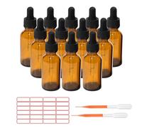 ALWSCI 12pcs Dropper Bottles for Essential Oils, 1 oz Glass Dropper Bottle Pipette, Leakproof Travel Bottles, Amber Glass Tincture Bottles with Eye Droppers for Essential Oils
