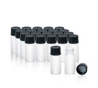 ALWSCI 20 Pcs 10 mL Clear Glass Sample Vials Sampling Bottles 18-400 Black Closed Top PP Cap, PE Liner Sample Container Laboratory Vial 22 × 52 mm
