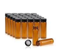 ALWSCI 20 Pcs 30 mL Amber Glass Sample Bottles Sampling Bottles 24 mm Black Closed Top PP Cap, PE Liner Sample Container Laboratory Bottle 27.5 x 84 mm