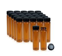 ALWSCI 20 pcs 40 mL Amber Glass Sample Vials Sampling Bottles with 24 mm Black Closed Top PP Cap, PE Liner Sample Container Laboratory Bottle 27.5 x 95 mm